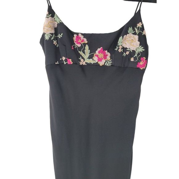 Black Floral Dress Vintage 1995 Scarf Sheer Black Market Unite Tag - Picture 5 of 6